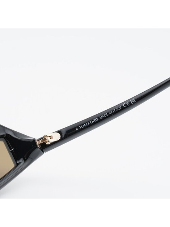 Tom Ford Lorna FT1121 01G Sunglasses Shiny Black Shield Frame, Brown Lenses